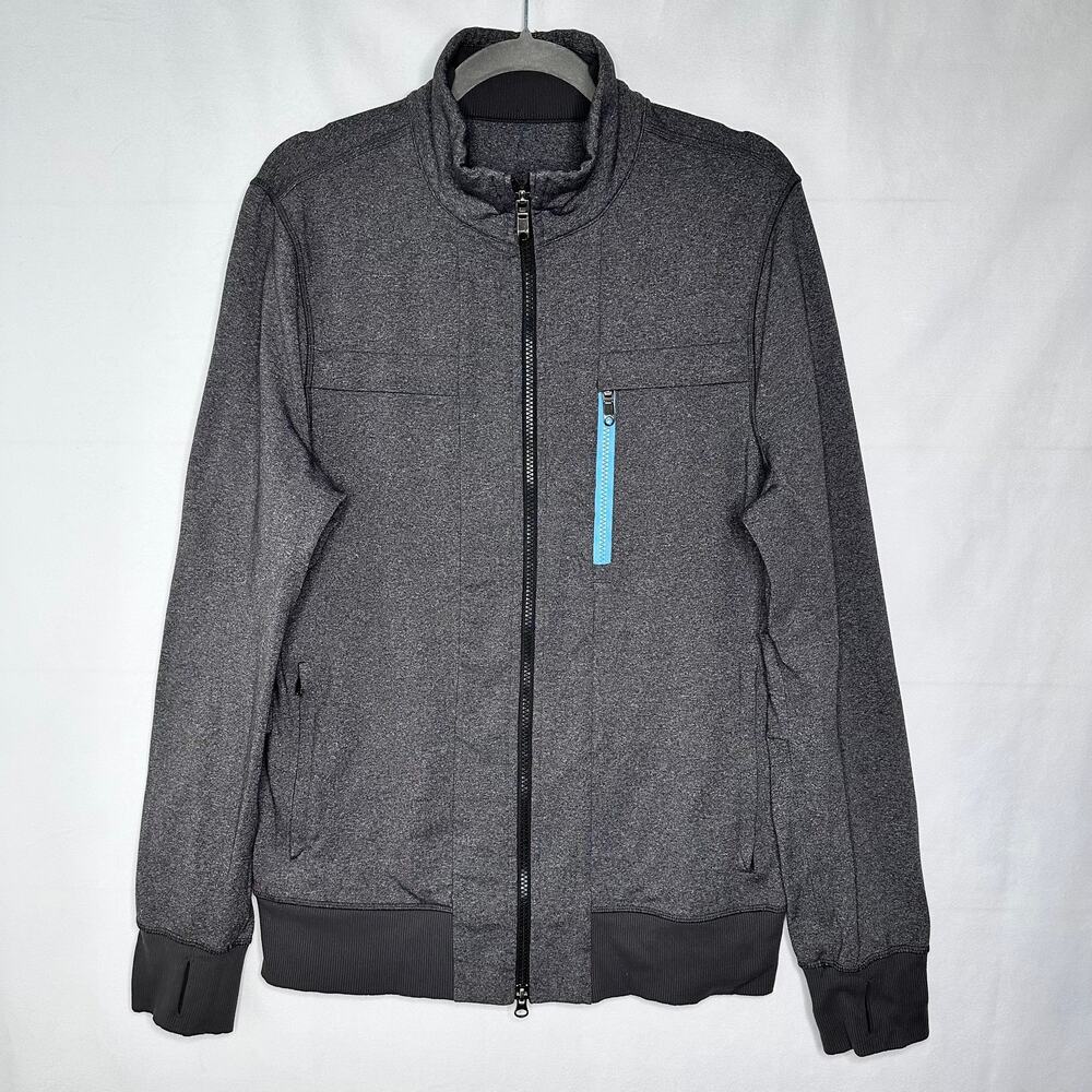 Lululemon Men's Jacket Full Zip Up Zip Pockets Thumbhole Long Sleeve Gray Medium